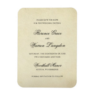 Vintage Elegant Non Photo Wedding Save the Date Magnet