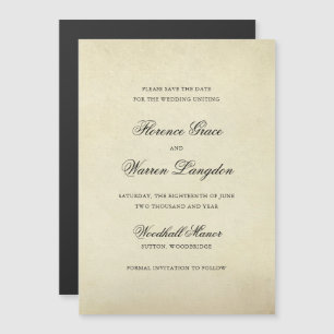 Vintage Elegant Non Photo Wedding Save the Date Magnetic Invitation