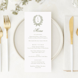 Vintage Elegant Olive Leaf Botanical Wreath Menu