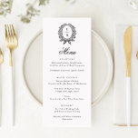 Vintage Elegant Olive Leaf Botanical Wreath Menu<br><div class="desc">Vintage Elegant Olive Leaf Botanical Wreath Black and White Wedding Menu Card. Traditional Wedding Menu Template Card</div>