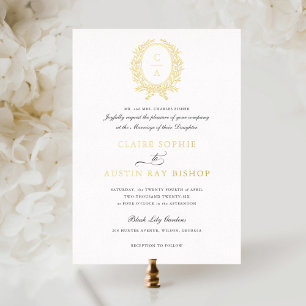 Vintage Elegant Olive Leaf Wreath Wedding Gold