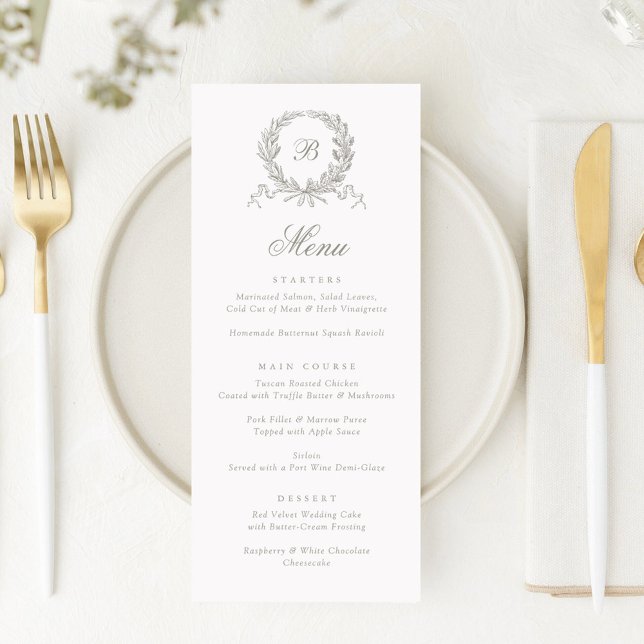 Vintage Elegant Olive Oak Botanical Wreath Menu (Creator Uploaded)