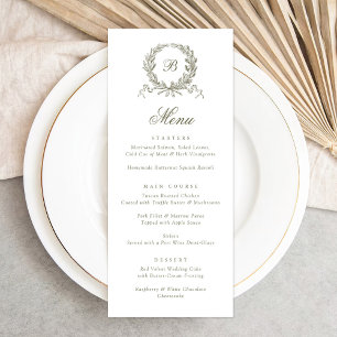 Vintage Elegant Olive Oak Botanical Wreath Menu