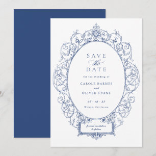 Vintage Elegant Ornament Floral Frame Save Date Invitation