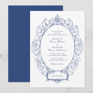 Vintage Elegant Ornament Floral Leaf Frame Wedding Invitation
