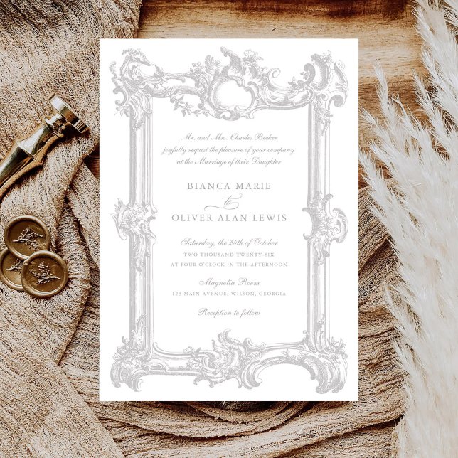 Vintage Elegant Ornamental Frame Wedding Invitation (Creator Uploaded)