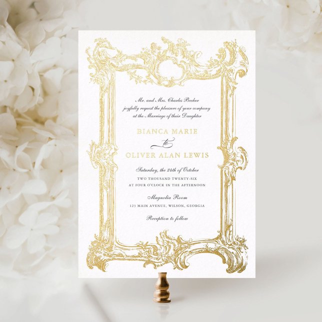 Vintage Elegant Ornamental Gold Foil Frame Wedding (Creator Uploaded)