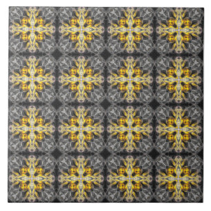 Vintage, elegant, ornamental, mustard yellow, grey tile