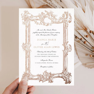 Vintage Elegant Ornamental Rose Foil Frame Wedding