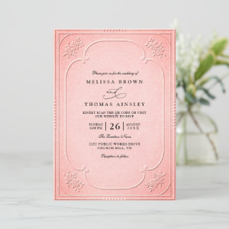Vintage Elegant Ornate Embossing Classic Wedding Invitation
