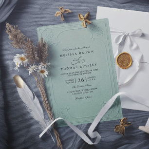 Vintage Elegant Ornate Embossing Modern Wedding Invitation