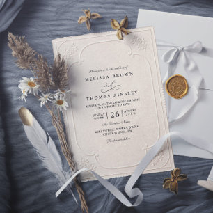 Vintage Elegant Ornate Embossing Modern Wedding Invitation
