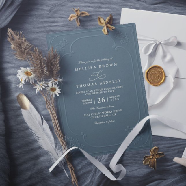 Vintage Elegant Ornate Embossing Modern Wedding Invitation (Creator Uploaded)