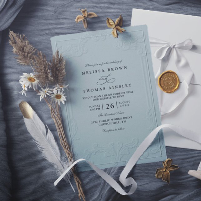 Vintage Elegant Ornate Embossing Modern Wedding Invitation (Creator Uploaded)