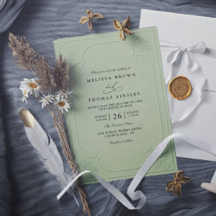 Vintage Elegant Ornate Embossing Modern Wedding Invitation