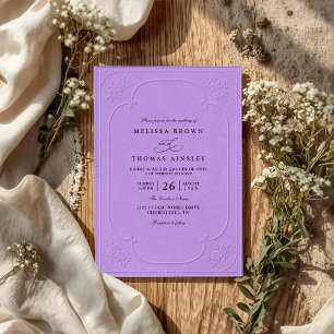 Vintage Elegant Ornate Embossing QR Code Wedding Invitation