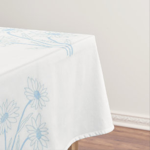 Vintage Elegant Pastel Blue Floral Pattern Spring Tablecloth