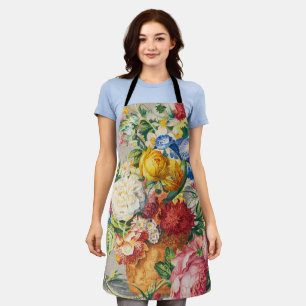 Vintage Elegant Pastel Floral Botanical Wall Art Apron