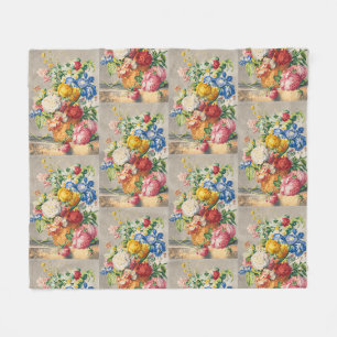 Vintage Elegant Pastel Floral Botanical Wall Art Fleece Blanket