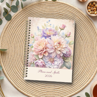 Vintage Elegant Pastel Wildflowers  Planner