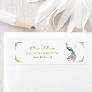 Vintage Elegant Peacock Baby Shower Return Address