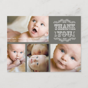 VINTAGE Elegant Photo Baby Thank You Post Card