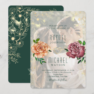 Vintage Elegant Photo Wedding Invitation