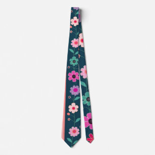 Vintage Elegant Pink Floral Botanical Art Tie