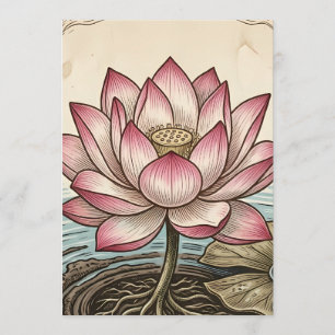 Vintage Elegant Pink Lotus Floral Event Program Ca Programme