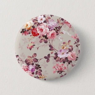 Vintage Elegant Pink Red Purple Roses Pattern 6 Cm Round Badge
