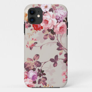Vintage Elegant Pink Red Purple Roses Pattern iPhone 11 Case