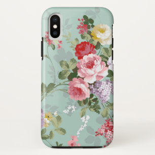 Vintage elegant pink red roses floral pattern iPhone x case