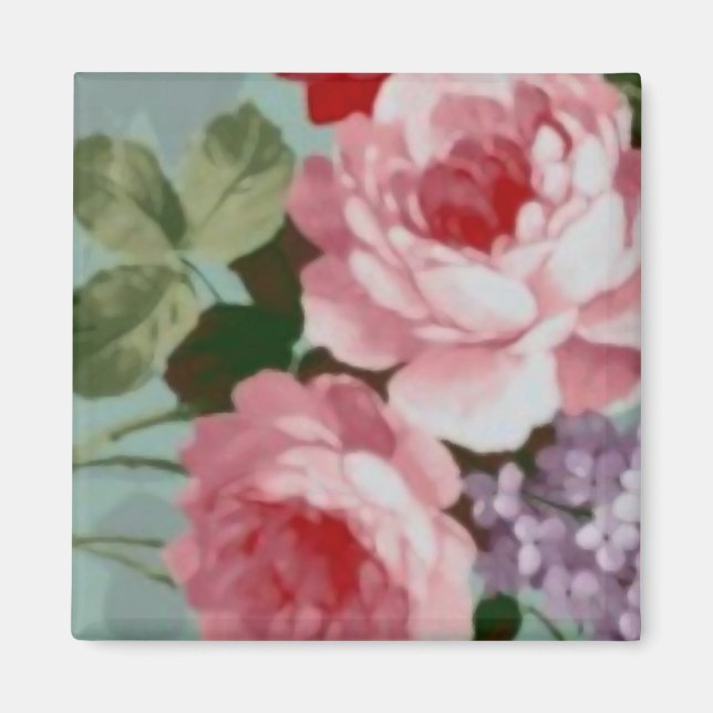 Vintage Elegant Pink Red Roses Magnet (Front)