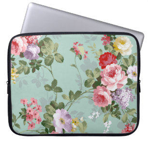 Vintage Elegant Pink Red Roses Pattern Laptop Slee Laptop Sleeve