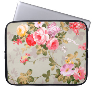 Vintage Elegant Pink Red Roses Pattern Laptop Slee Sleeve