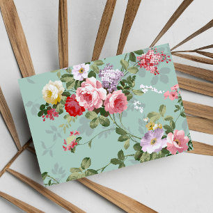 Vintage Elegant Pink Red Roses Pattern Postcard