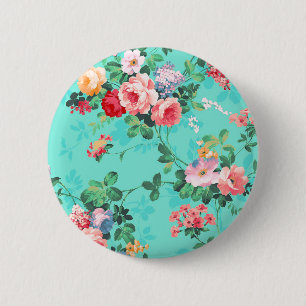 Vintage Elegant Pink Red Yellow Roses Pattern 6 Cm Round Badge