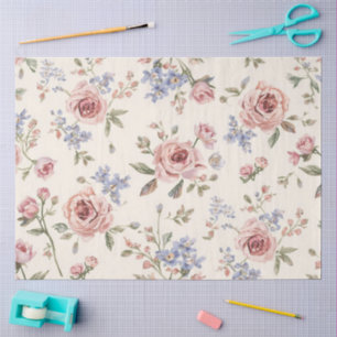 Vintage elegant pink rose floral decoupage tissue paper