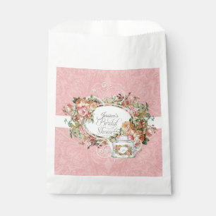 Vintage Elegant Pink Rose Tea Party Bridal Shower Favour Bags