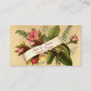 Vintage, Elegant Pink Roses, French Country Business Card