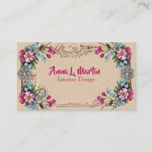 Vintage, Elegant Pink Roses Victorian Business Card