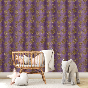 Vintage Elegant Purple Gold Floral  Wallpaper