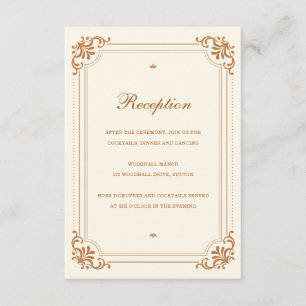 Vintage Elegant Reception Copper Ivory Wedding Enclosure Card