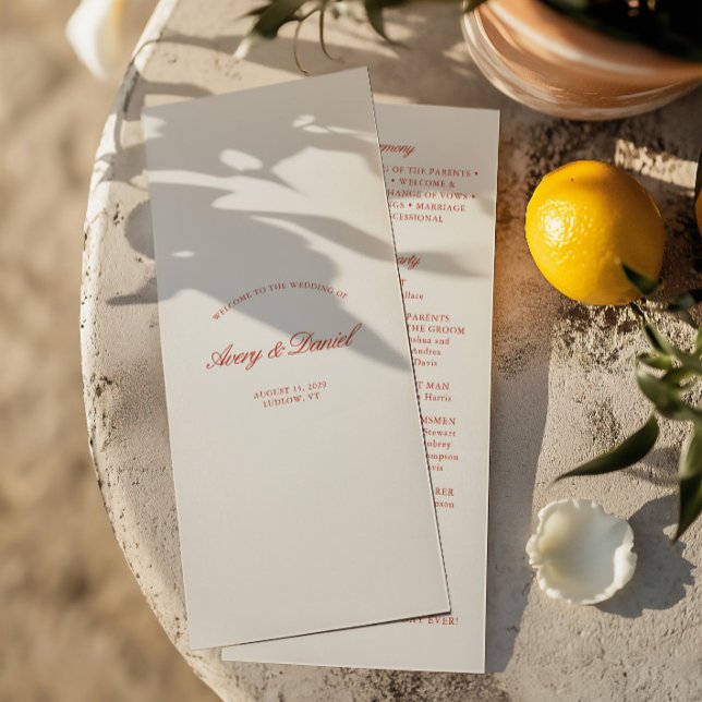 Vintage Elegant Red & Ivory Wedding Ceremony Programme (Vintage Elegant Red & Ivory Wedding Ceremony Program)