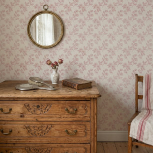 Vintage Elegant Red Rose Paper Chintz  Wallpaper