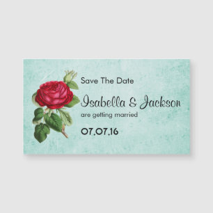 Vintage Elegant Red Rose Save The Date