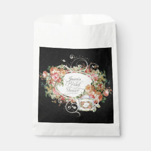 Vintage Elegant Rose Tea Party Black Bridal Shower Favour Bags