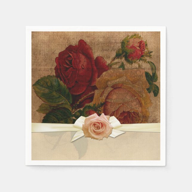 Vintage Elegant Roses Napkins (Front)