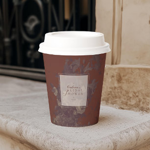 Vintage Elegant Rustic Brick Floral Bridal Shower Paper Cups