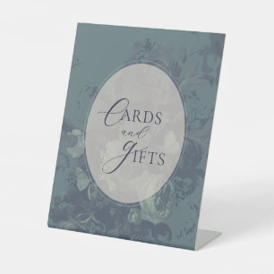 Vintage Elegant Rustic Teal Floral Bridal Shower Pedestal Sign